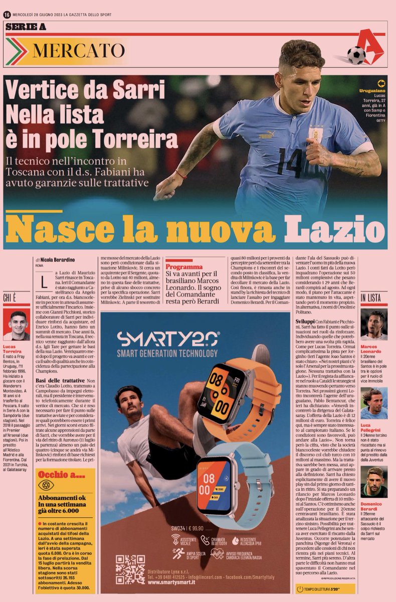 La Gazzetta dello Sport

“Sarri, ne olursa olsun alınmalı dediği Torreira için yeni bir teklif sunulmasını istedi. Lazio G.Saray’a peşin €12M teklif etti. Ancak piyasa şartları ve Şampiyonlar Ligi’ne katılacak olan G.Saray rahatlığı göz önüne alındığında bu rakam kabul edilmez”