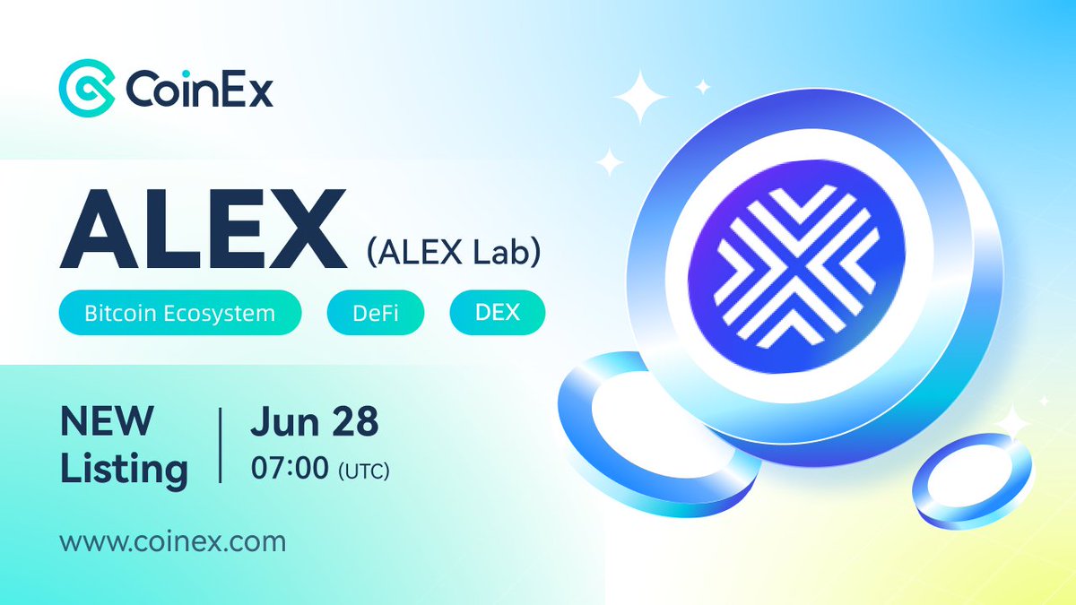 CoinEx Lists #ALEX @ALEXLabBTC focuses on trading, lending, and borrowing  crypto assets with #Bitcoin. ✓ Trading Pair: ALEX/USDT ✓ Deposit &  Withdrawal: June 28 at 07:00 UTC ✓ Trading: June 28 at