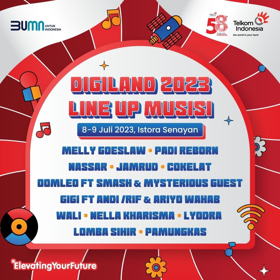 LangitMusik's tweet photo. #Digiland2023 is coming back! 🎵

Kamu nungguin musisi siapa nih sobat? Mulai dari @melly_goeslaw  , @padireborn , @imlyodra , @CokelatBand , Jamrud dan masih banyak lagi! https://t.co/91fDR4Ucs0