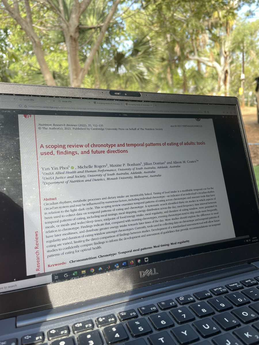 DrAsh_Smith's tweet photo. There are worse places in the world to read about #chronotypes and #temporal pattern of eating tools by some of my faves @AlisonCoates1 @YanYinPhoi @JillDorrian @MHeadland43
#topend #mataranka
https://t.co/4LJIxhiSWn https://t.co/EmXEAK9TKz