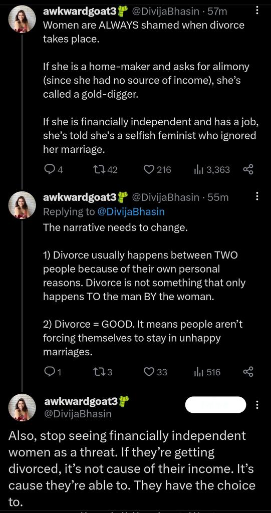 Get a load of her BS.

Woman irrespective of whether she earns or not, whether she faced cruelty or perpetrated it always invariably gets awarded with Alimony and Maintenance.

Pathetic attempt of subversion. Make better efforts next time.