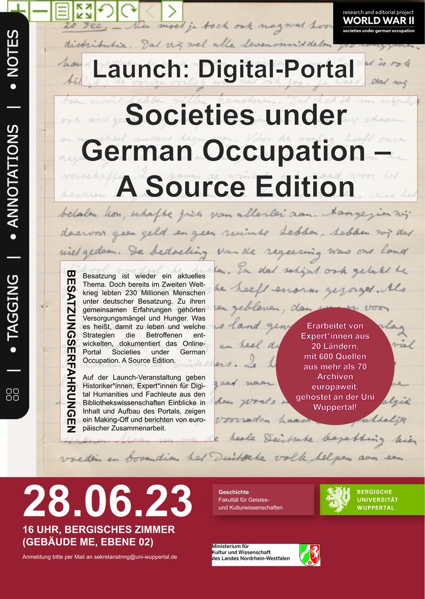 Today is day! After five years of intensive work we can finally say: Come join us to launch the online-portal "Societies under German Occupation"👇at @uni_wuppertal.de