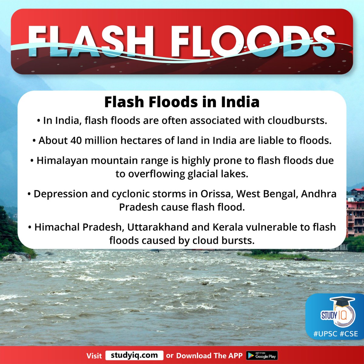 Flash Floods

#flashfloods #himachalpradesh #solan #damagedcrops #heavyrainfall #cyclones #cloudburst #flooding #thunderstorm #wildfires #floods #glaciallakes #orissa #westbengal #andhrapradesh #kerala #uttarakhand #physicalinfrastructure #cholera #upsc #cse #ips #ias