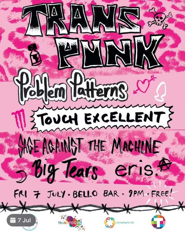 arts_trans's tweet photo. We are co hosting a #radical #queer #trans #punk night in Bello Bar @BelloBarDublin with @translibdub on 7th July from 9pm with an amazing lineup of artists including @TouchExcellente @probpatterns @AgainstSage
Celebrate #TransPrideEve in style!
#TransPunk #TransPrideDublin https://t.co/TXEJlz7JN7