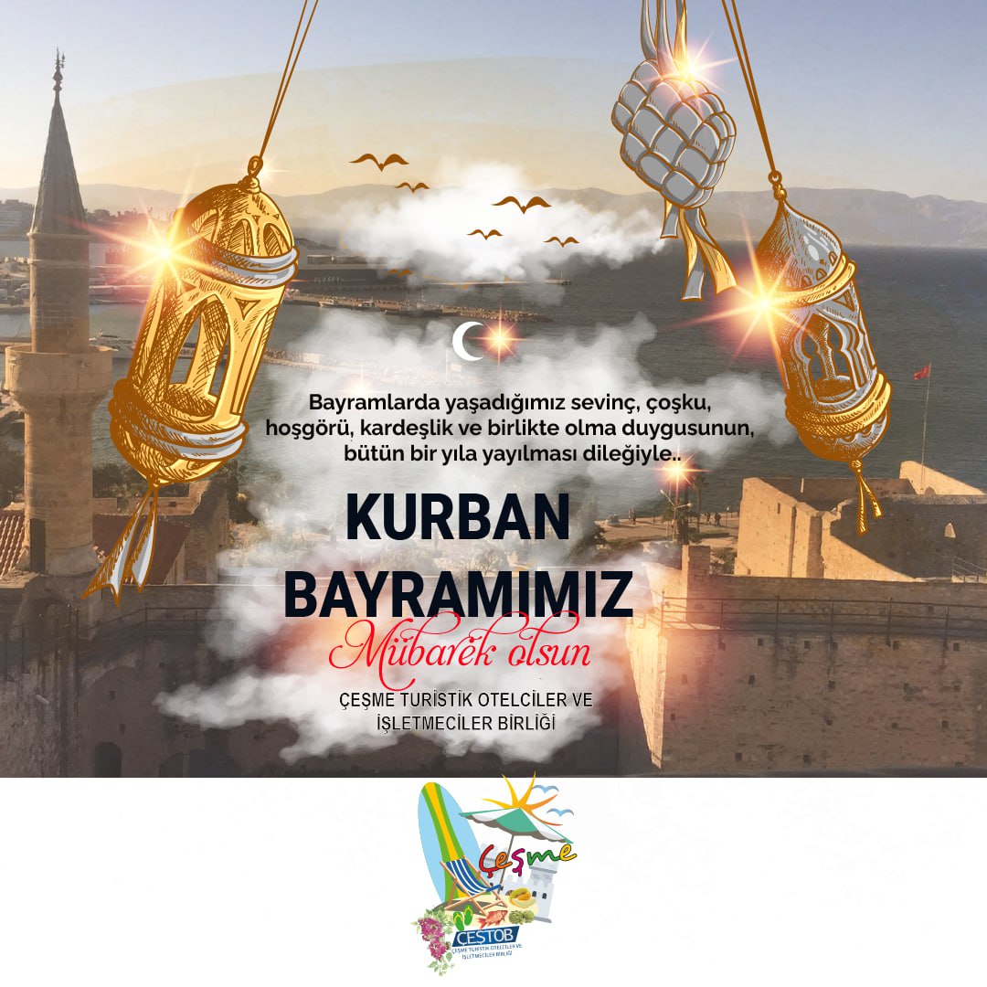 Eşsiz mavisi, yemyeşil doğası, tarihî, gastronomisi, eğlencesi ile cennet köşe Çeşmemizde tüm sevdiklerinizle nice sağlıklı bayramlara ve günlere. 
 #cestob #izmir #türkiye
#çeşme #MutluBayramlar