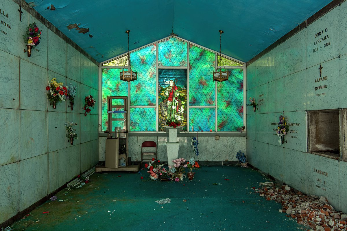 The sad remains of an abandoned mausoleum in rural Pennsylvania.