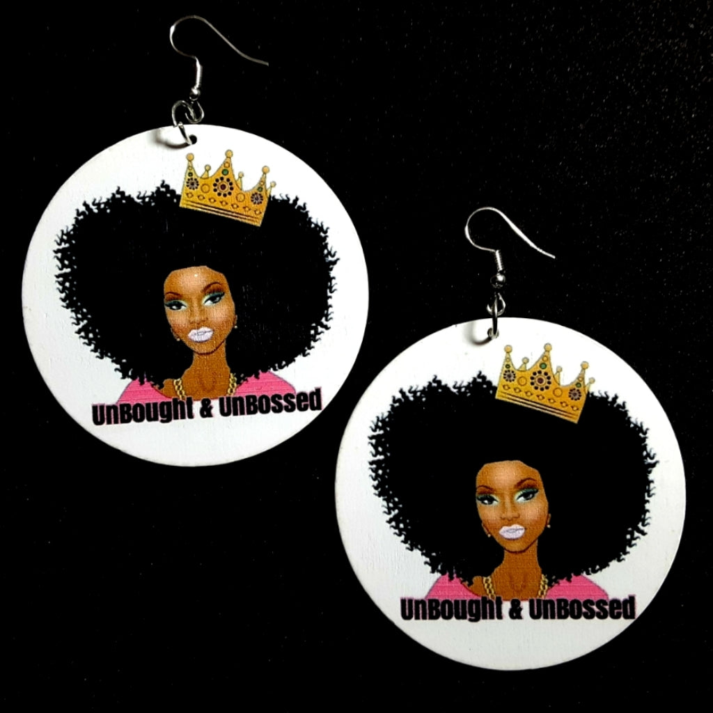 UNBOUGHT and UNBOSSED Crowned Statement Dangle Wood Earrings tuppu.net/edaa7630 #melaninfashion #maxidresses #explore #handmadeearrings #earrings #blackownedbusiness #onlineshopping #blackfridaydeals #womenfashion #thanksgiving2022 #Earrings