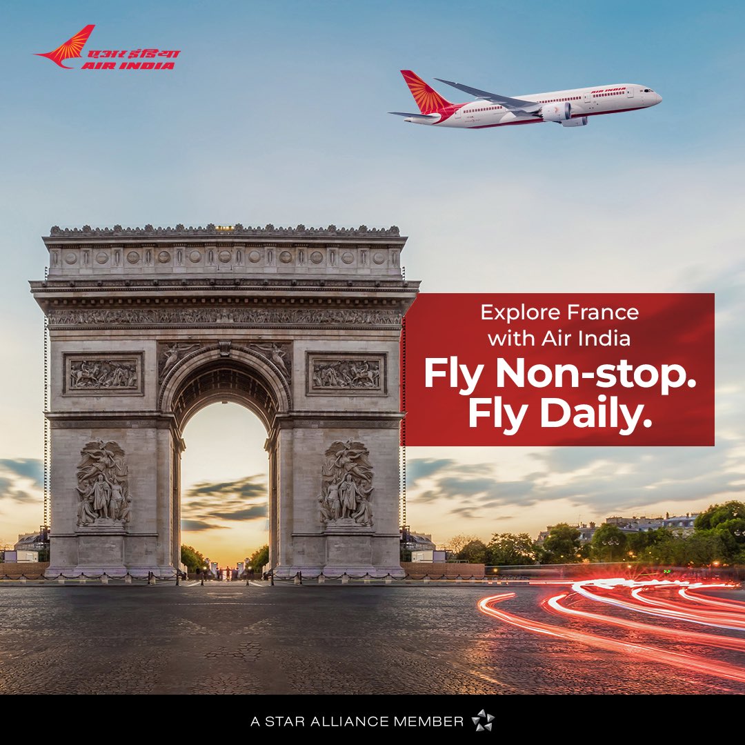 airindia's tweet photo. France – a country that is full of life! It’s a place where the people are passionate, the food is delicious, and the sights are as charming as ever. Plan your French vacation with our non-stop flights to Paris.

#NonStopFlights #NonStopExperiences https://t.co/TYWwnX0yVV