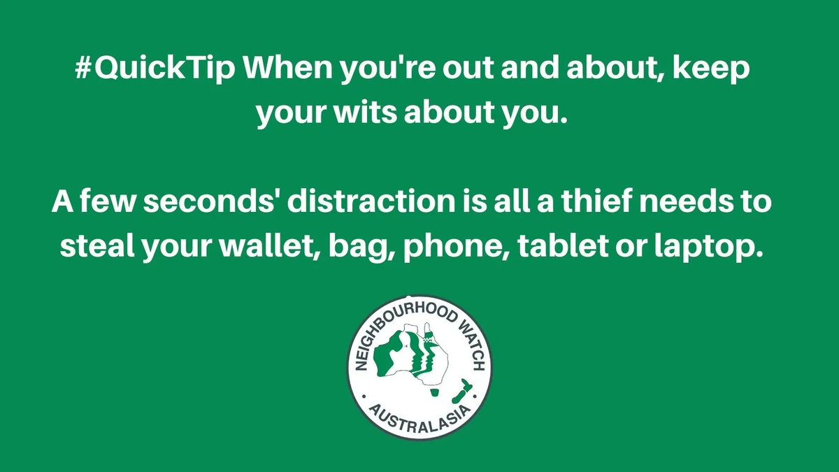 #QuickTip Out & about this week? 
buff.ly/2MVBjUr 
#nhwa #crimeprevention #safetytips #protectyourbelongings