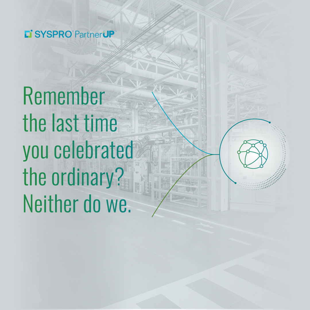 Remember the last time you celebrated the ordinary? Neither do we. 

Our ERP solution is for the bold, the brave – the businesses that refuse to settle for the ordinary.

Dare to be different.

hubs.ly/Q01TD87N0

#SYSPRO #PartnerUP #DareToBeDifferent #SayYesToNext