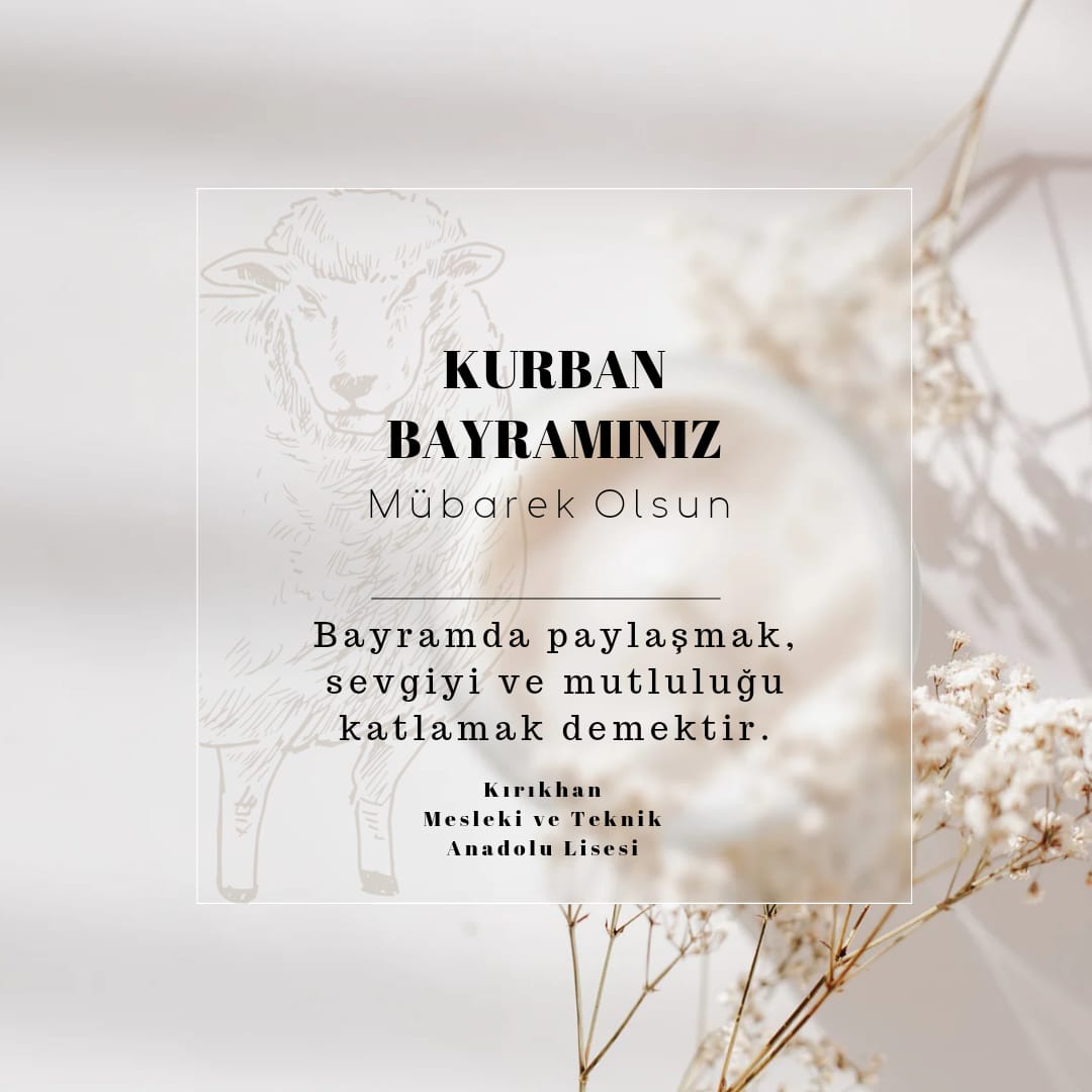 Tüm İslam aleminin Kurban Bayramı  mübarek olsun.
<a href="/Kirikhan_3131/">Kırıkhan İlçe Milli Eğitim Müdürlüğü</a> 
<a href="/hataymem/">Hatay İl Millî Eğitim Müdürlüğü</a> 
<a href="/HatayValiligi/">T.C. Hatay Valiliği</a> 
<a href="/erkancan31/">Erkan Kızıltaş 🇹🇷</a>