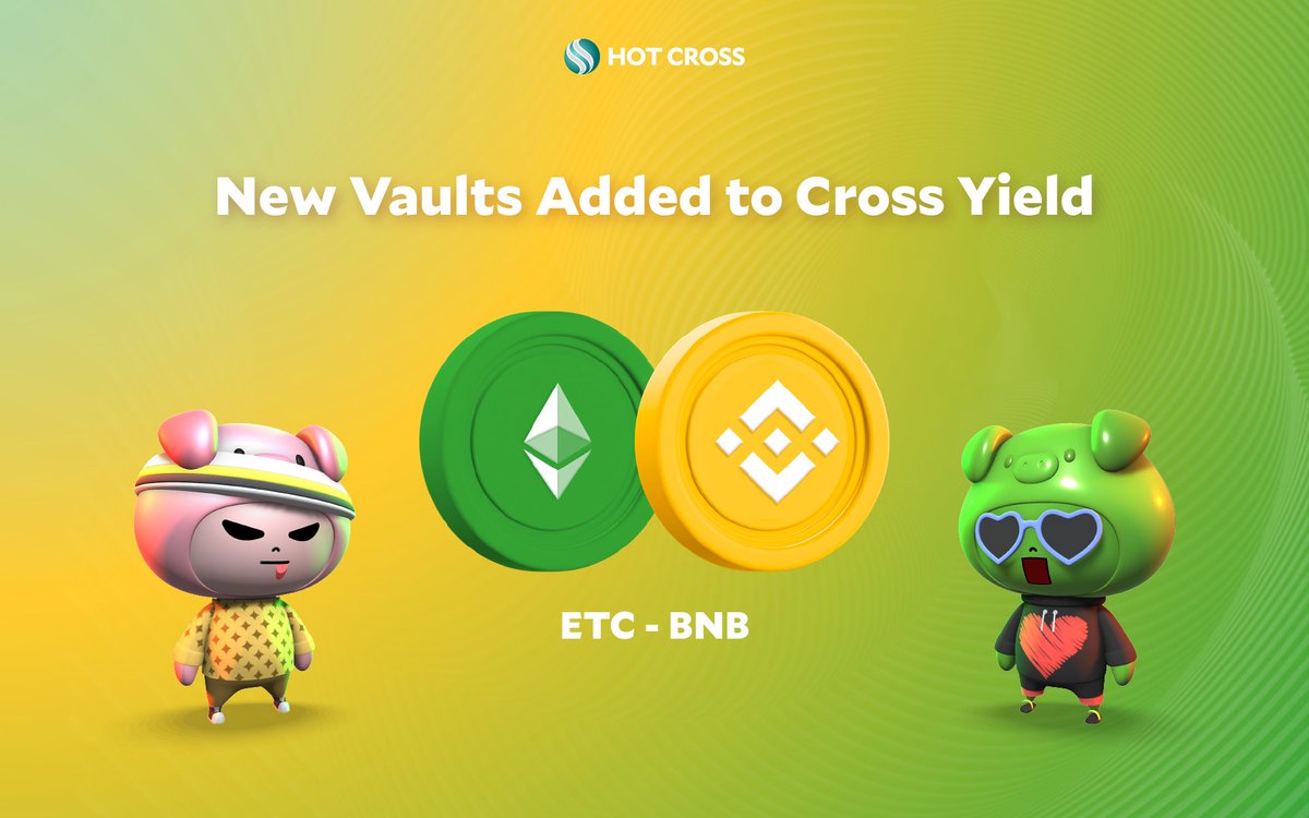 🚜 New Vaults Added To Cross Yield 👩‍🌾 $ETC - $BNB 3.47% APY 💻 @eth_classic - is a blockchain-based distributed computing platform which offers smart contract (scripting) functionality. ⚡️ Start the Auto Compound journey with Cross Yield. 📍 hotcross.link/YIELD