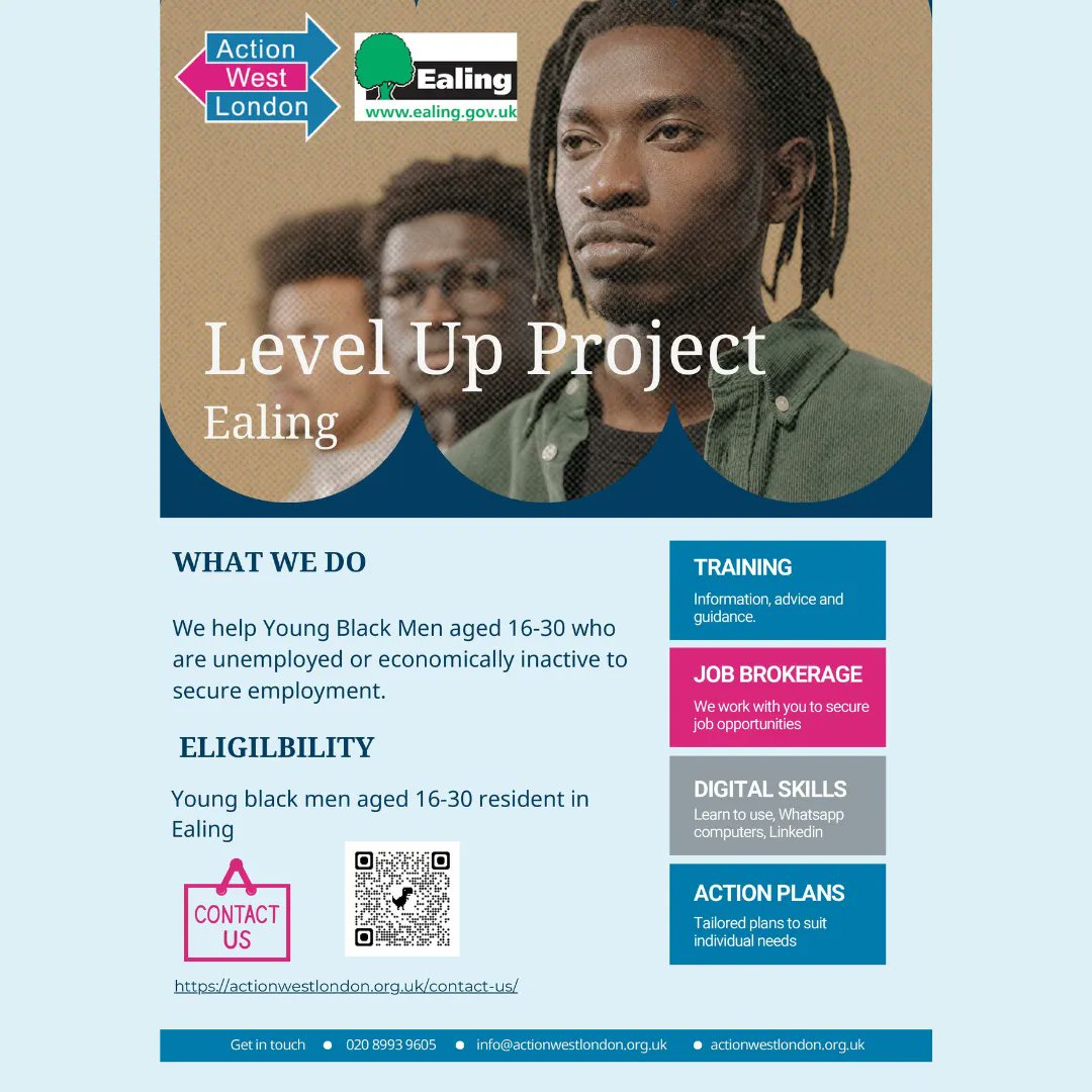 ActionWLondon's tweet image. #EmployabilityDay2023: Our Level Up Project helps young black men 16-30 find work. Action Plans, Job Search, Digital Skills &amp;amp; Training. Scan QR or link in bio. #WorkingForBetterWork @ersa