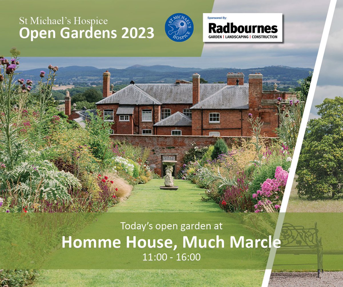 Open Gardens 2023:
Homme House, Much Marcle

📅 Today
⏰ 11:00 - 16:00
📍Homme House, Much Marcle, HR8 2LY

🎟️ Adults: £7.50 | U16s: Free 

Full details: ow.ly/LMoV50N23JX

Sponsor: <a href="/RadbournesHFD/">Radbournes</a>