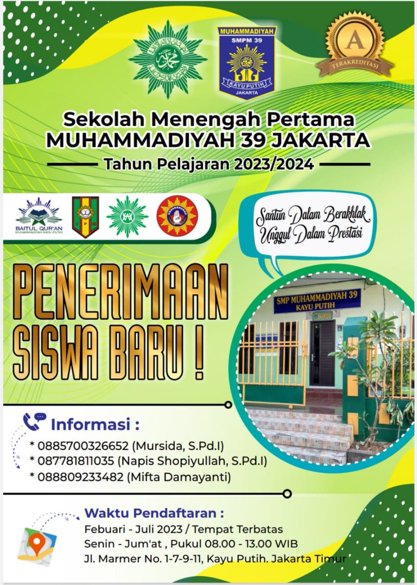 smpm39's tweet photo. #ppdb2023 
#ppdbdki 
#pulogadung 
#rawamangun 
#smp
#ppdbsmp
#smpswasta 
#smpterbaik #jakarta #sekolah #sekolahmuhammadiyah 
#smpmuhammadiyah 
#smpmuhammadiyahjakarta
#ipm https://t.co/lfsIh8Pccp