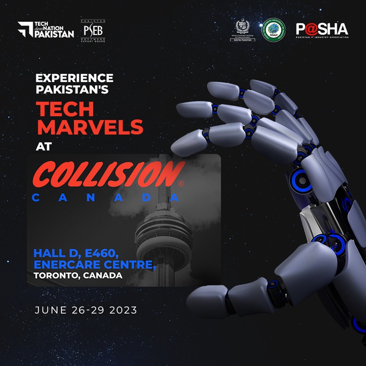 TechDestPak's tweet photo. Embark on a journey to the #PakistanPavilion and explore a world of technological wonders at #CollisionCanada. Engage with startups, entrepreneurs, and industry leaders, discovering endless possibilities in the intersection of creativity and technology. https://t.co/SJPSJfEZFW