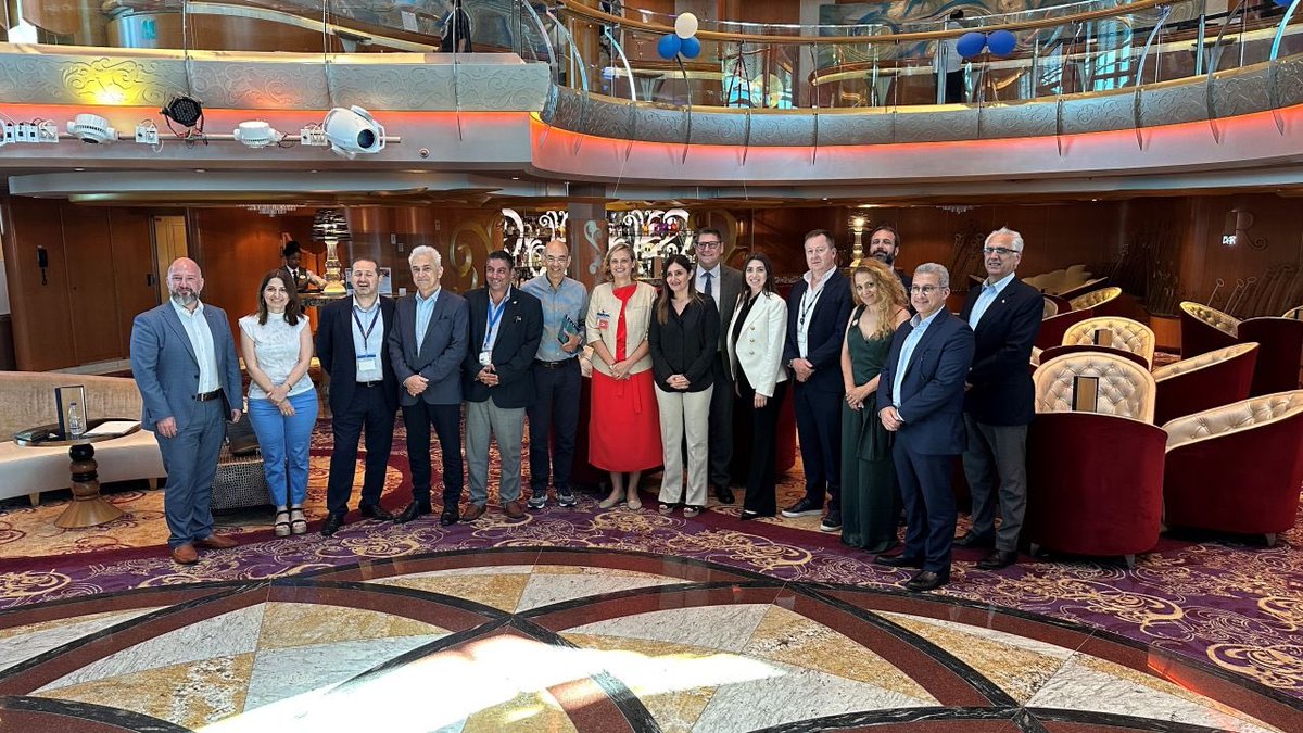 CLIAEurope's tweet photo. Nice ship visit last week in Haifa 🇮🇱 &amp; Limassol 🇨🇾 with government officials, local leaders and industry stakeholders onboard of Rhapsody of the Seas. 🛳️
The increased interest of cruise tourism in the East Med, shows the great potential of this region 🙌 https://t.co/UZ5lRFrSDC