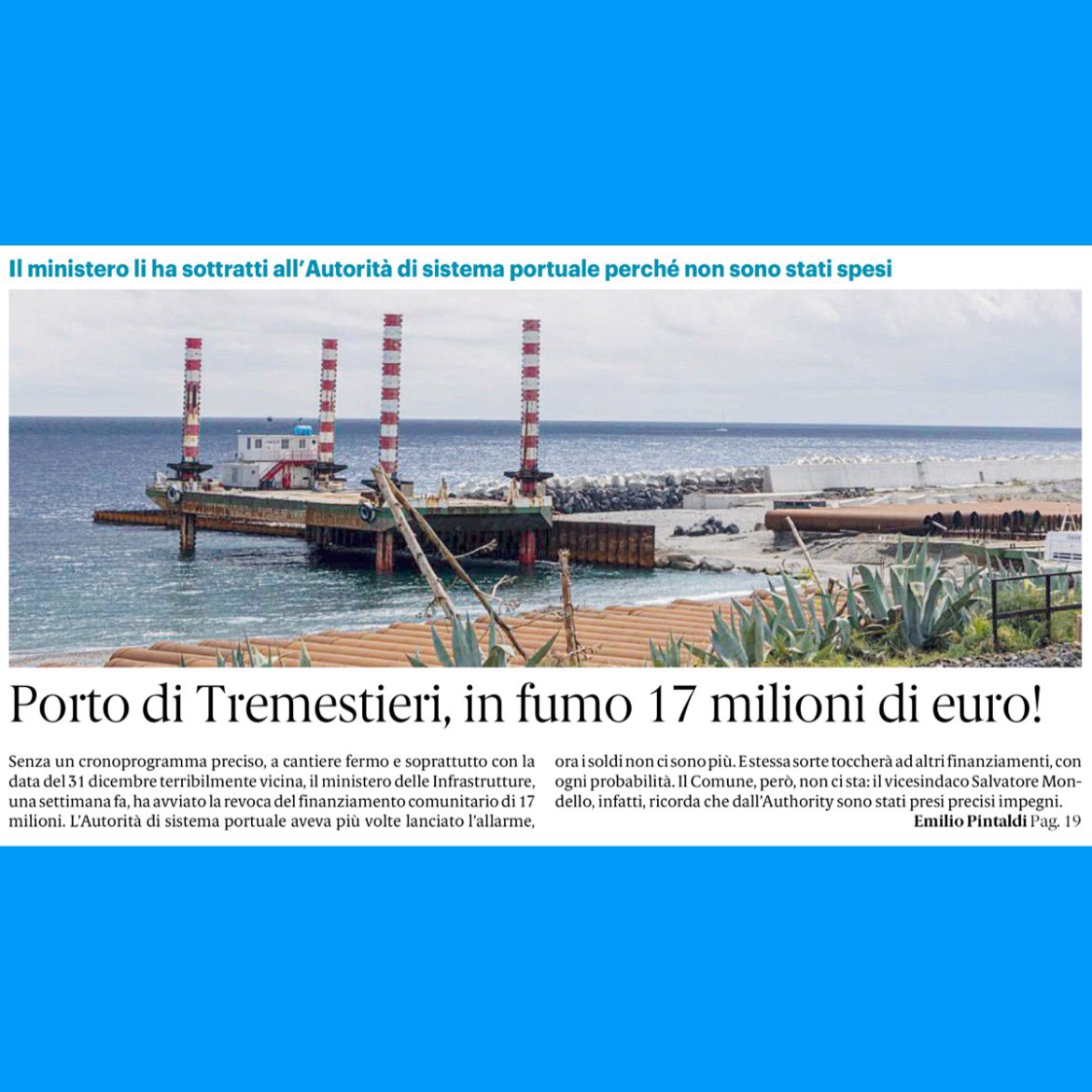 ivantripodi's tweet photo. 🔵Gazzetta del Sud (28.6.2023)🔵
#uil #messina #tremestieri #porto  #incompiuta https://t.co/jTNSRomKWU