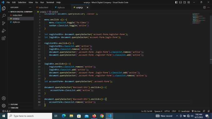 PeterDrivas2's tweet photo. Day 34   Progress track✔️  Currently working on the JavaScript aspect of my sign-in and login-in page   #100daysofcode #100daysofcodechallenge #100daysofcoding https://t.co/S9CrrmAxb9