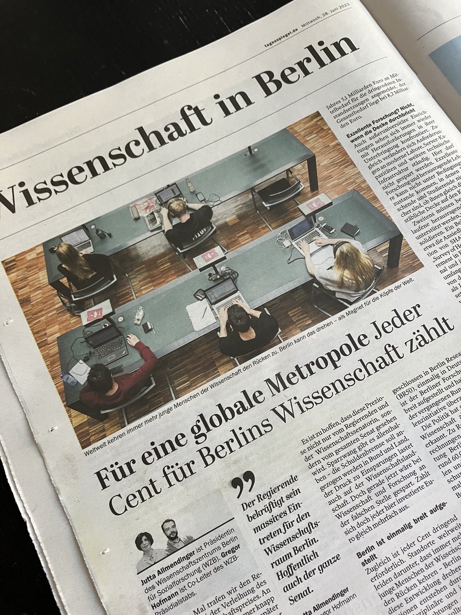 musichistorylaw's tweet photo. Heute im ⁦@Tagesspiegel⁩.
Man lernt, wo für alles Geld gebraucht wird.
Unter anderem 8.4 Milliarden Euro für die Gebäude der Berliner Hochschulen.
Man lernt auch, was keine Priorität hat, solange der Mehrwert unklar ist: Postdocentfristung.
#IchBinHanna
#WissZeitVG
#BerlHG https://t.co/0VSwuFuxya