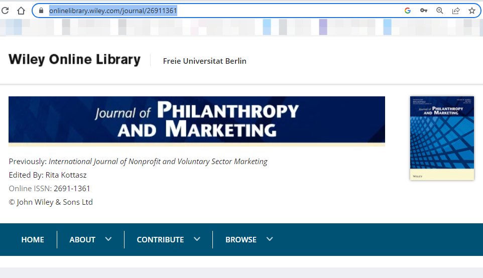 AbalkinaAnna's tweet photo. A concerning development: The Journal of Philanthropy and Marketing, published by Wiley, has fallen victim to journal hijacking. A clone website has been created, marking the first case,  to my knowledge, of a major publisher's journal being targeted.
#hijackedjournals https://t.co/8goOm8I2yV