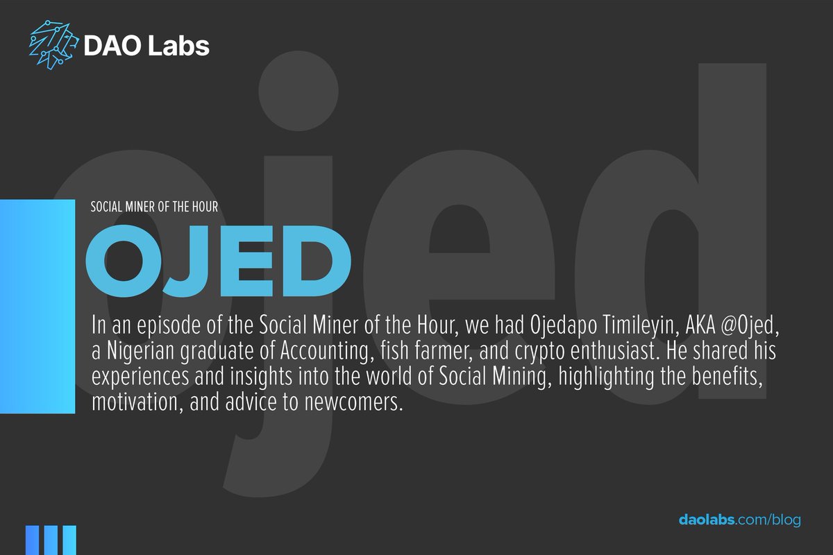 Sorunsuz #UzaktanÇalışma? @horjed2 bu konuda bir şeyler söyledi:

 '#SocialMining'i her yerde yapabilir ve tamamlayabildiğiniz mevcut tüm görevler kadar kazanabilirsiniz'

 #DAOVERSE blogumuzdaki Ojed1 ile yapılan röportajın tamamını buradan okuyun:
link.medium.com/1n7d5tjvZAb