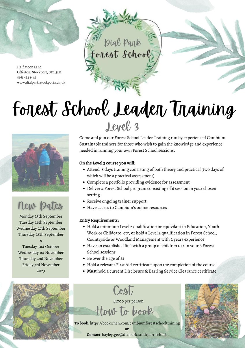 Forest school training at our school. We have been running this course for years and it is always well attended so book early to avoid disappointment!