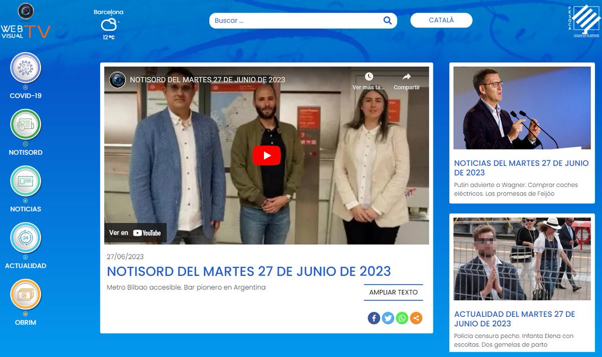 Webvisual_tv's tweet image. 27 DE JUNY DE 2023
👋Llengua de Signes Catalana #LSC
webvisual.tv

🔵Noticias: youtube.com/watch?v=dE25Oi…
⚫Actualidad: youtube.com/watch?v=jfjfMA…
🔴Notisord: youtube.com/watch?v=krnDj-…
#llenguadesignes #accessibilitat #llenguadesignescatalana