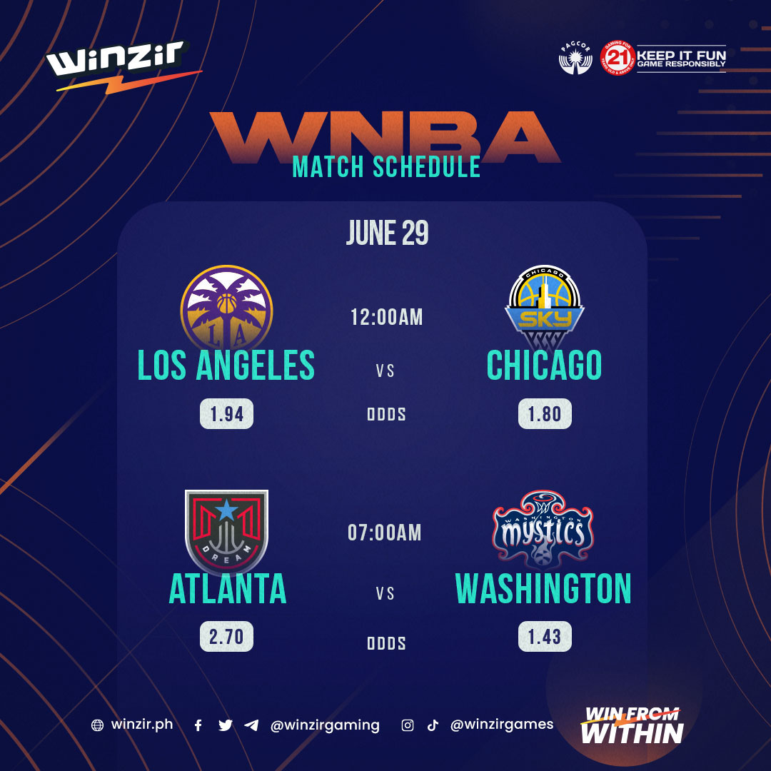 Chicago Sky set to blaze a path to victory against L.A Sparks! 🔥

Will they manage to survive and snatch victory from the jaws of defeat? 😎

Bet here: winzir.ph/wnba

#winzir #wnba #CommissionersCup #sportsbetting #winfromwithin #keepitfun #gameresponsibly