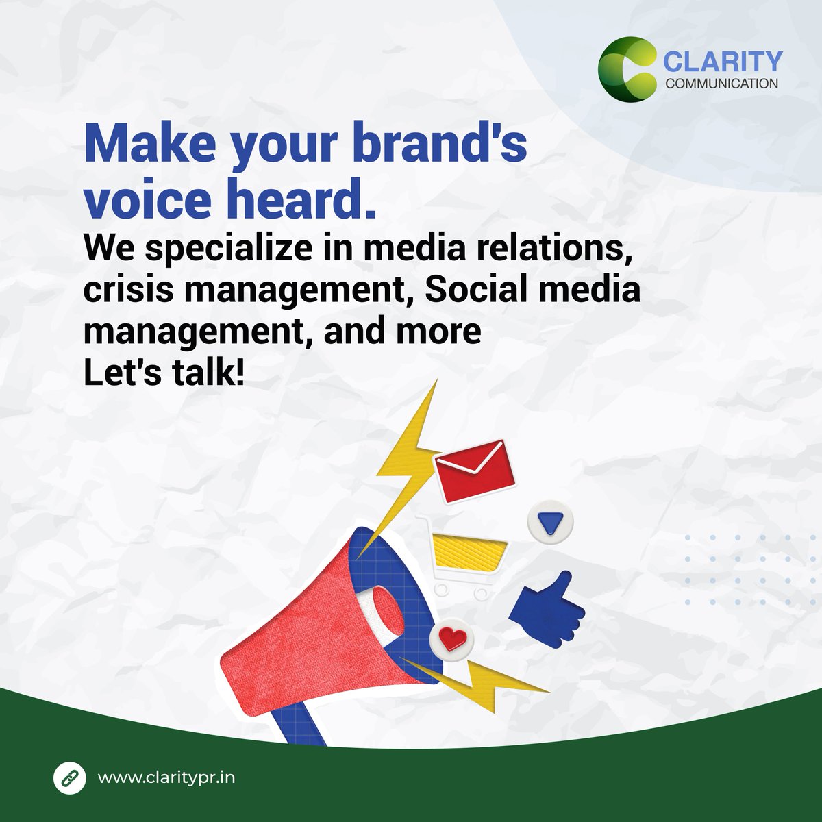 Tap the link below to know more about our services, that suit your business needs- claritypr.in

#pragency #digitalamarketing #mediarelations #pranalytics #businessneeds #networking #publicrelationsfirm #credibilitymatters