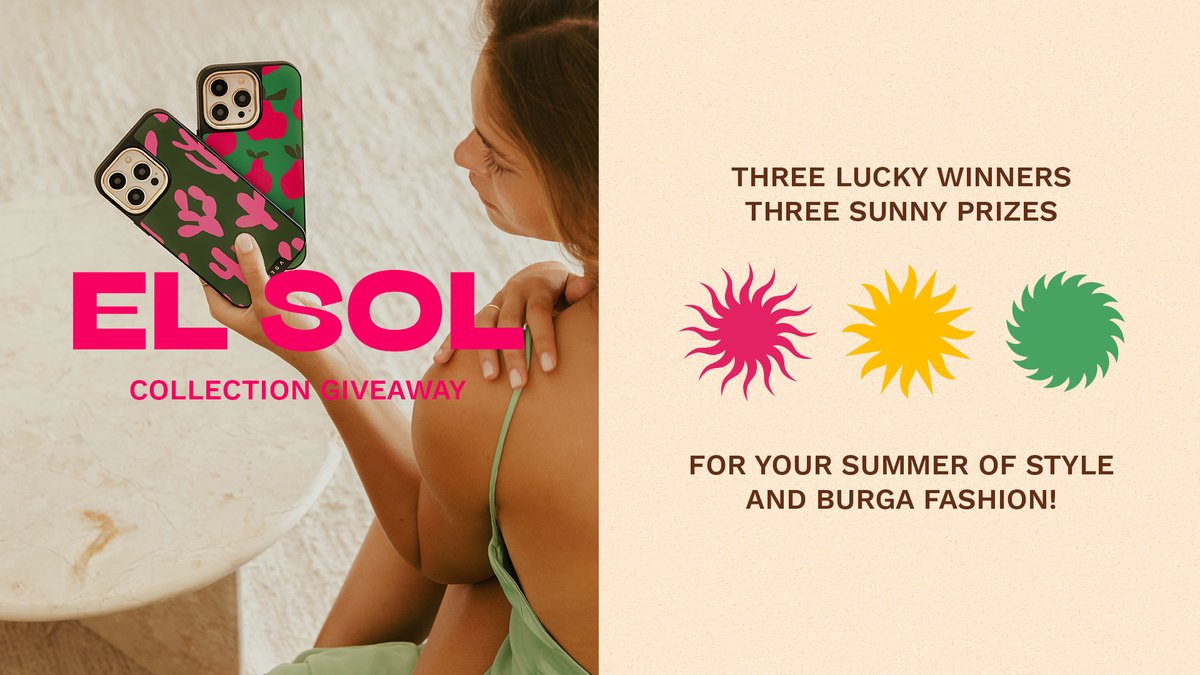 ✨#GIVEAWAY✨ We are giving away three very sunny prizes to three very lucky winners! 🙌🎉 All you need to do for a chance to win is: ✨FOLLOW @burgaofficial on Twitter✨ ✨RT this tweet✨ The giveaway closes on July 5th! ☀ T&Cs: vist.ly/55k6