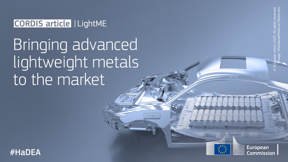 EU_HaDEA's tweet image. Lightweight metals are used for components in automotive, aerospace &amp;amp; manufacturing industries, but a limited number of products make it to the market.

The project #LightMe developed an #OpenInnovation ecosystem to boost production of these metals 👉 cordis.europa.eu/article/id/443…