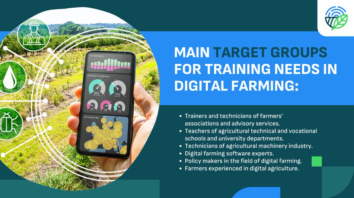 🌀 Recent Training Needs Analysis reports from Eurostat highlight a rising demand for online courses, particularly in areas like smart farming.

Check out the image below to identify some of the main target groups that can benefit from these training opportunities. 👇🏼