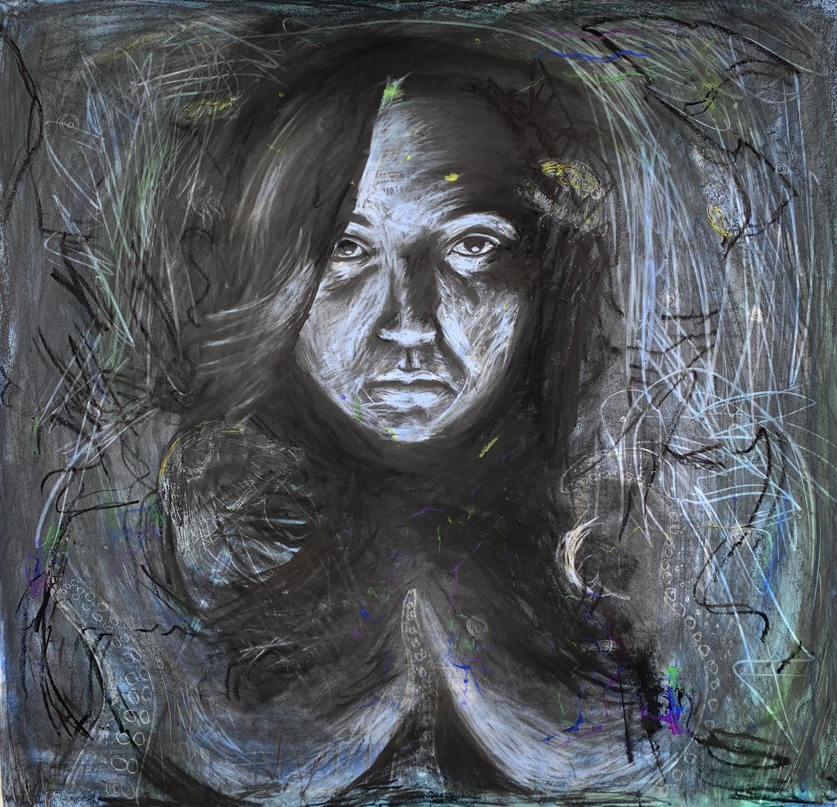 Kiototoy's tweet photo. “The Trouble With” 40” x 40” 
by Kio C. Villa (me)
#selfportrait #art #drawing #fineart https://t.co/bWQgGNq6V1