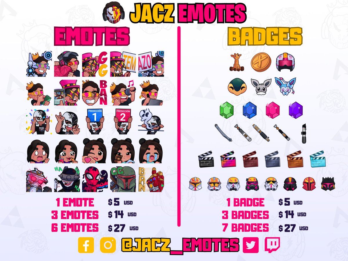 Jacz_emotes's tweet photo. Hey you! Are you looking to design your emotes for your Twitch channel? I am the right person to do it, look at these super prices that I have for you
 A RT WOULD HELP ME A LOT!
#Twitch #SupportSmallStreamers #Streams #Streamer #Live #Twitchsupport #Support #Art #opencommissions https://t.co/IVkPqj6bNb