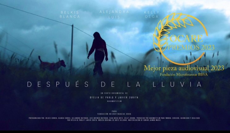 OfeliadePablo's tweet photo. 🏆 Felices!! Nuestro documental #DespuesdelaLluvia realizado por @hakawatifilm para @FMBBVA ganador de los premios del #ObservatoriodelaComunicación #RSC (#OCARE) impulsados por @Medialunacom. Ha sido reconocido por su labor social en categoría "Mejor Audiovisual 2023🎬” https://t.co/nmlodYMlBY