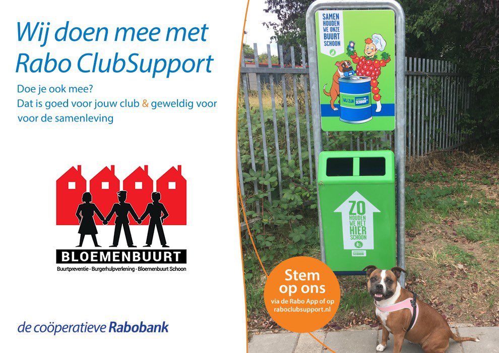 Ben jij lid van de Rabobank en ben je betrokken in de Tielse Bloemenbuurt? Wij kunnen jouw stem goed gebruiken! #RaboClubSupport

Weet je niet aan wie je je overige stemmen moet geven? Hier twee suggesties: <a href="/TielTipTop/">Tiel Tip Top</a> en <a href="/ScoutPhoenix/">Scouting Phoenix Tiel</a> 

Dank u wel!