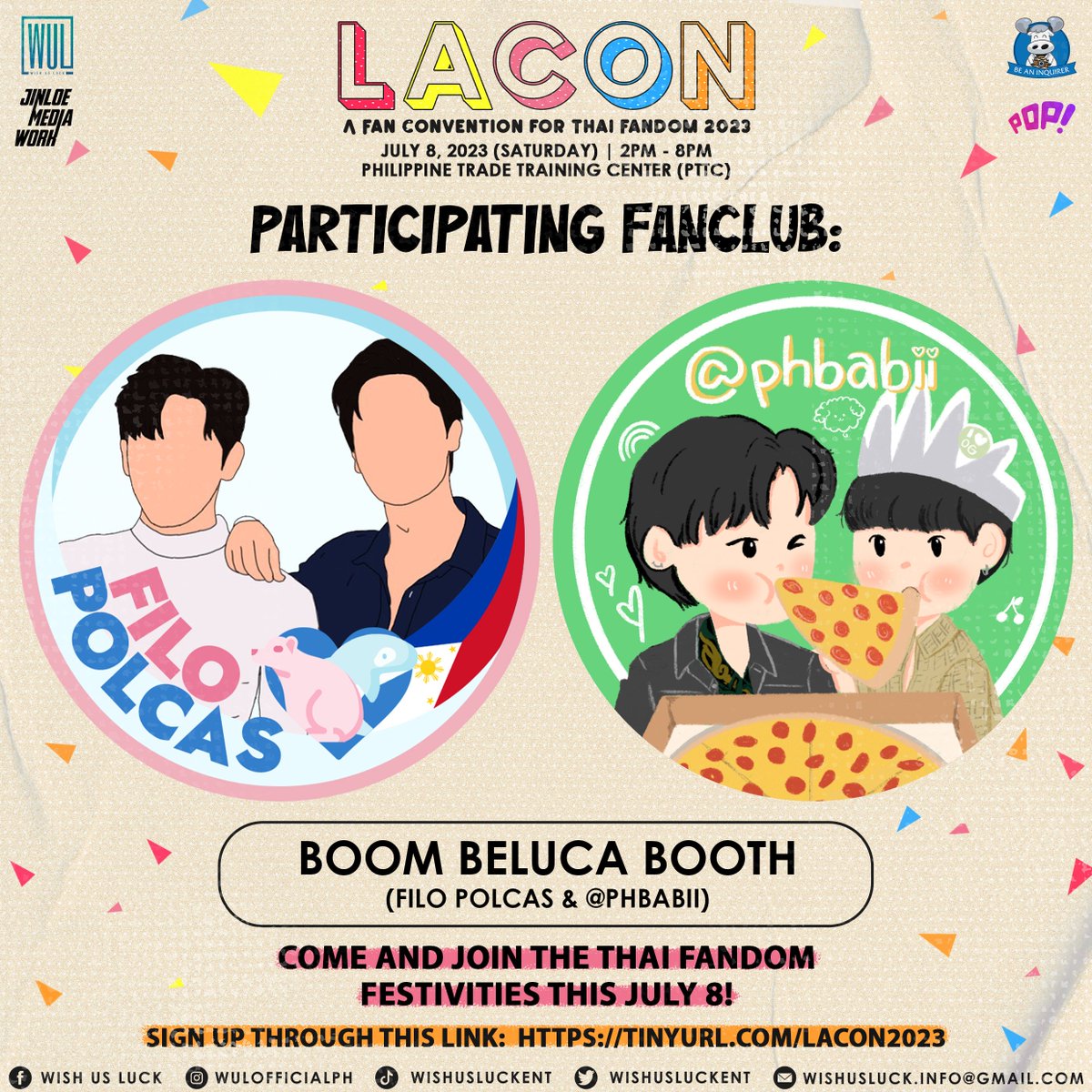 wishusluckent's tweet photo. #LACON2023 PARTICIPATING FANCLUB:

@filopolcas 💙
@phbabii 💚

🌻 Join in the fun and festivities of everything Thai Fandom and Culture this July 8, 2023!

Tickets are available via https://t.co/wb4A5AcQ3Z

#LaconFanConvention2023 #HitBiteLoveinMNL2023 https://t.co/4IWvyY17Yk