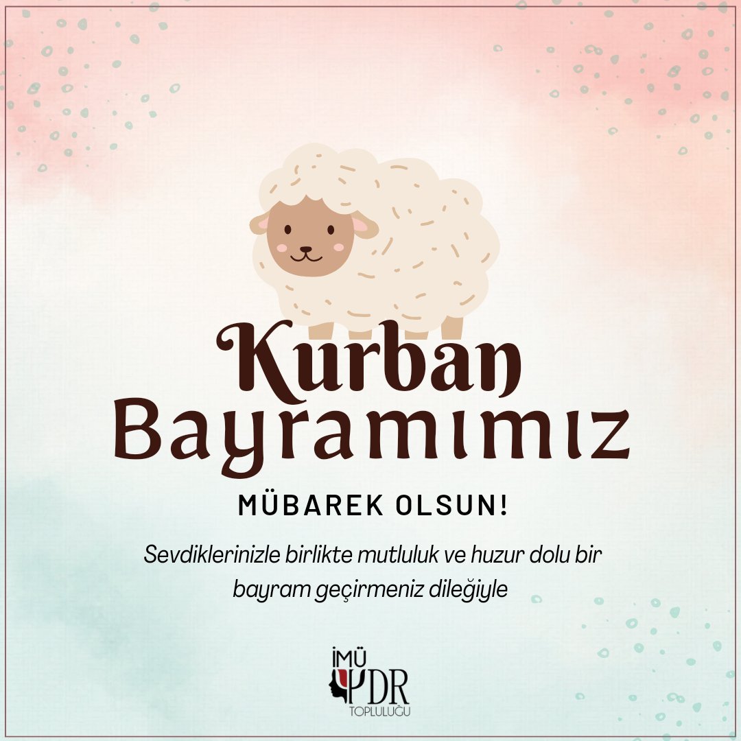 Sevdiklerinizle birlikte mutluluk ve huzur dolu bir bayram geçirmeniz dileğiyle... Kurban Bayramımız mübarek olsun.✨💖
#KurbanBayramı