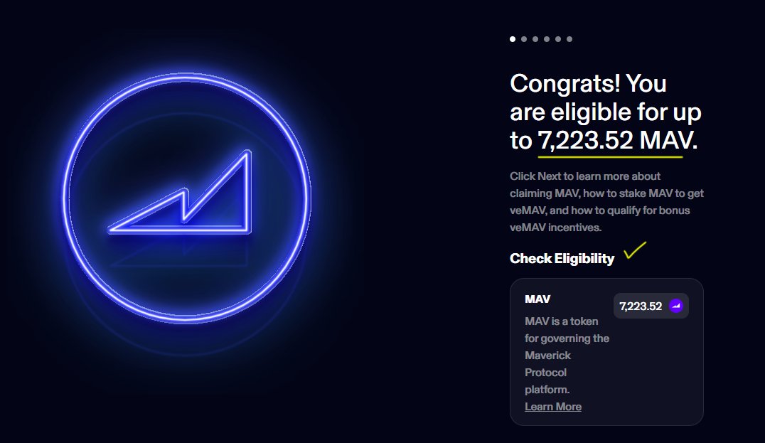 ✈️ <a href="/mavprotocol/">Maverick Protocol</a> Airdrop is Live 🪂🥳

Check eligibility: governance.mav.xyz

30M $MAV is allocated to this airdrop.

Snapshot time: June 22, 2023

Eligible Wallets:
- 26,155 Ethereum wallet addresses
- 96,075 zkSync Era wallet addresses