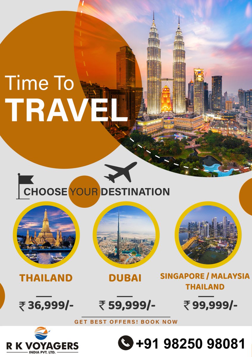 RkVacations's tweet photo. Are you ready to explore three of the most beautiful places in the world? With RK Vacations, you can experience the best of Thailand, Dubai, and Singapore!

Contact us for the best Package : +91 98250 98081

#RKVacations #Thailand #Dubai #Singapore #Malaysia #ExploreTheWorld https://t.co/c3curSxz0f