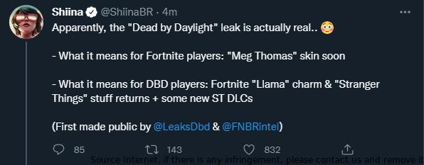 MOODYTHELMA2's tweet photo. According to reports, the "Dead by Daylight" leak is actually real. This information was reportedly leaked by a member of the game's development team. While no official word has been given, it seems that the leak contains information about the game's new DLC https://t.co/nq1CwDiE37
