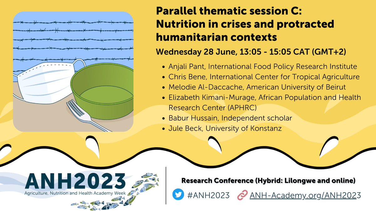 Excited to present insights from the ⁦<a href="/LwC_survey/">Life with Corona</a> on the role of food insecurity for mental health during the COVID-19 pandemic in #Africa at the hybrid #ANH2023 research conference this afternoon!