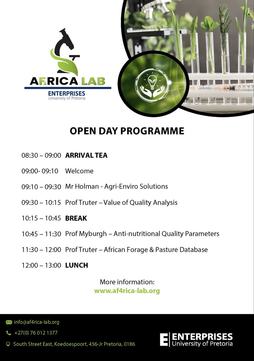 Are you as excited about today as us? 😃 

#AF4RICALab #ForageQuality #Forage #NIRS #Agriculture <a href="/UPnasagric/">UP Faculty of Natural and Agricultural Sciences</a> <a href="/FutureAfricaUP/">Future Africa Platform</a>