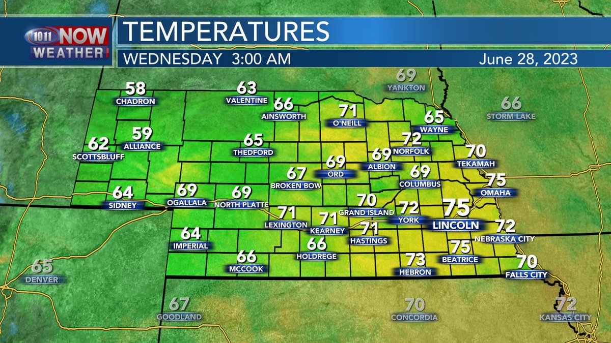 Here are the 3 AM temperatures across Nebraska.