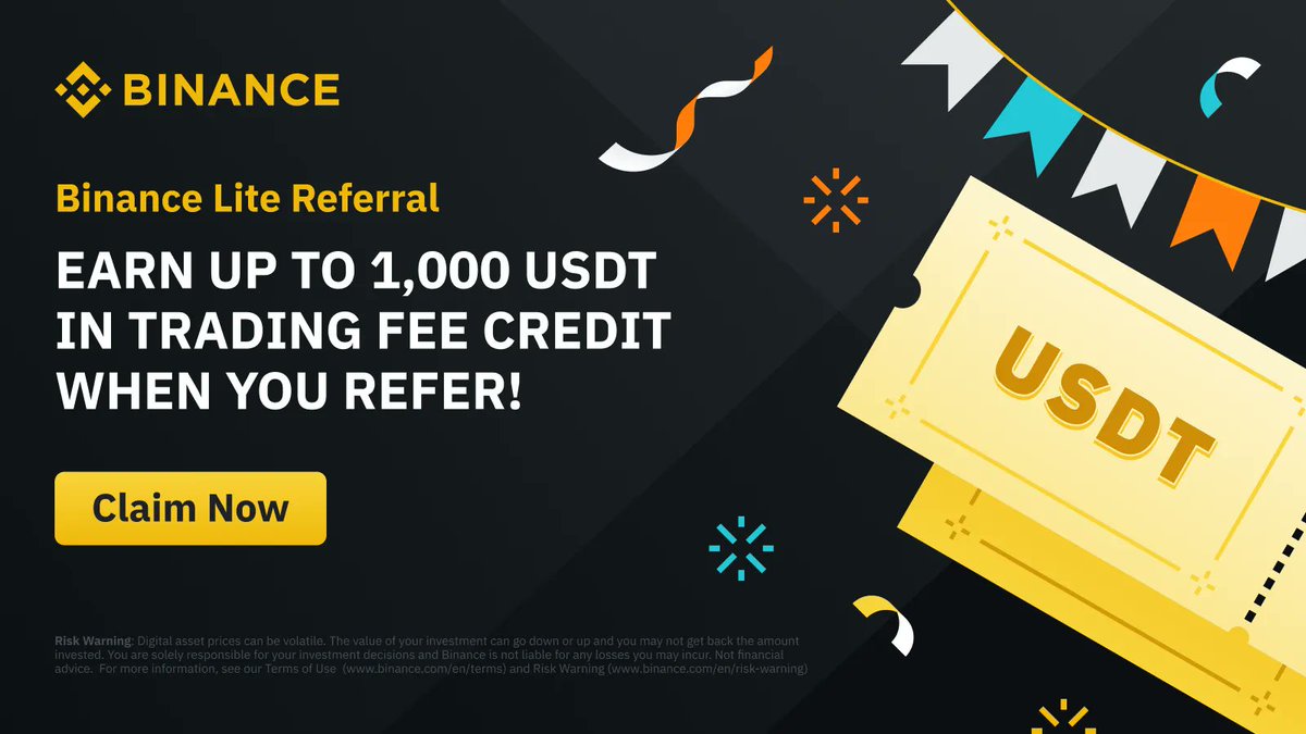 binance's tweet photo. #Binance Lite Referral is upgrading referral rewards for users! 

Refer your friends and get up to 1,000 $USDT in trading fee rebate vouchers. 

Find out more ➡️ https://t.co/ioAVGxg0wa https://t.co/FgA5eRXLRZ
