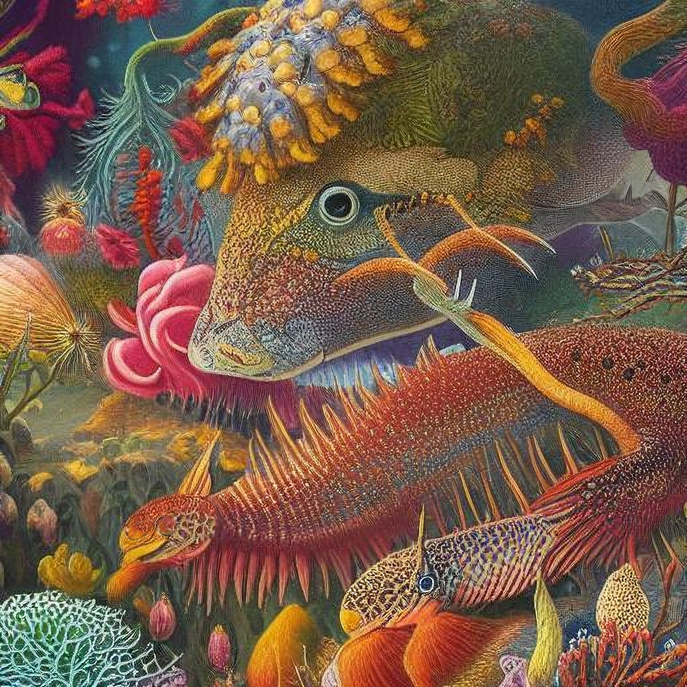 👽️ 🎨 #openmind #fantasy #creature
⁠⁠
#fish #astral #realm #machinelearning #digitalart #biodiversity #genetics #naturalenvironment #biology #universenature #alienworlds #cosmicLife #extraterrestrial #interstellarLife