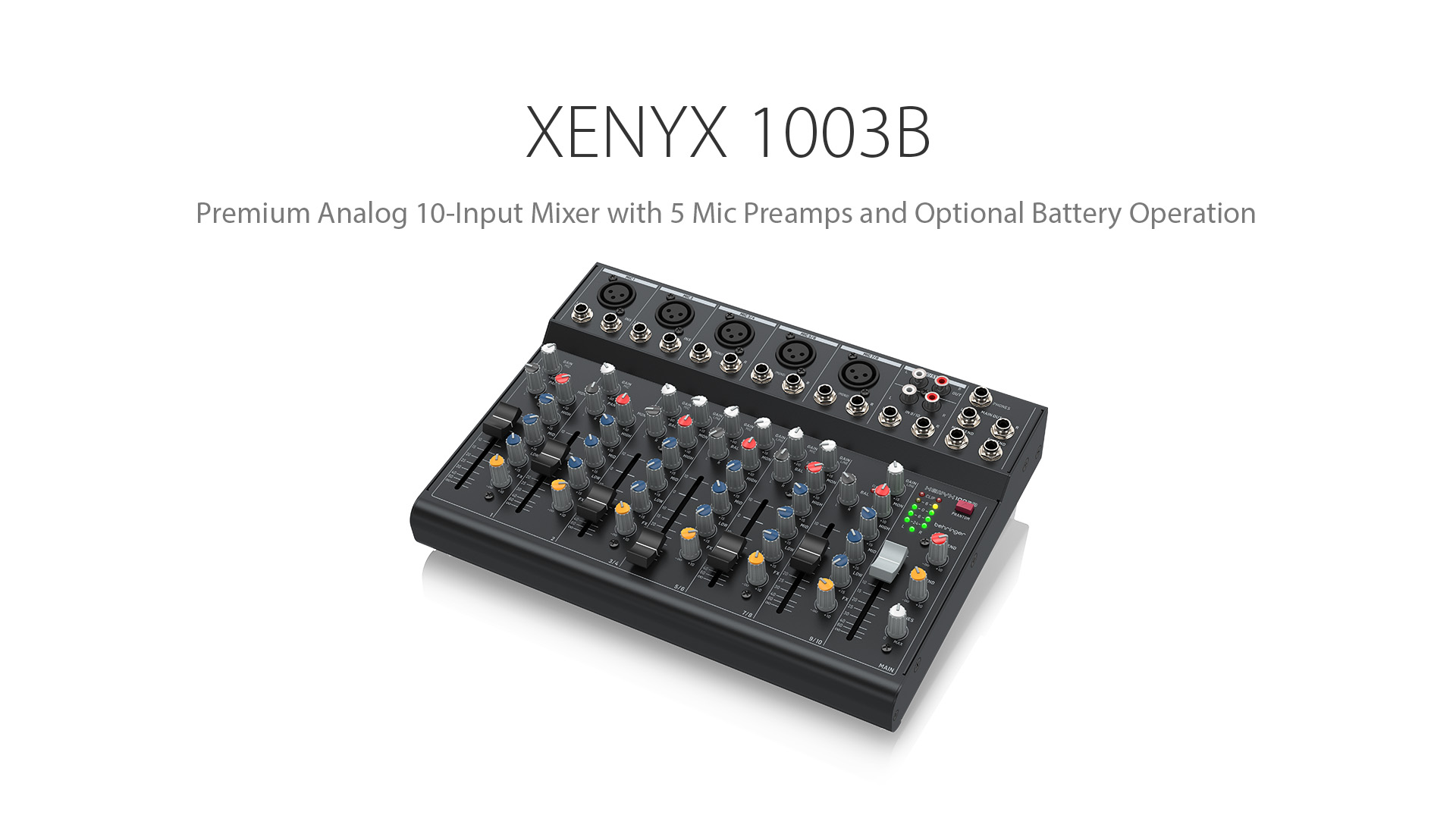 Behringer Xenyx X1003B Premium Analog Mixer with 5 Mic Preamps and Optional  Battery Operation