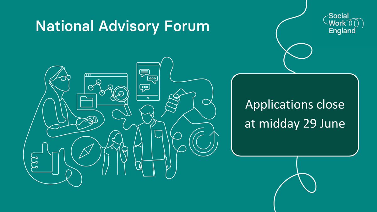 Applications to join our National Advisory Forum will close at midday tomorrow, 29 June. 

 Don’t miss your last chance to apply: 
socialworkengland.org.uk/news/join-the-…