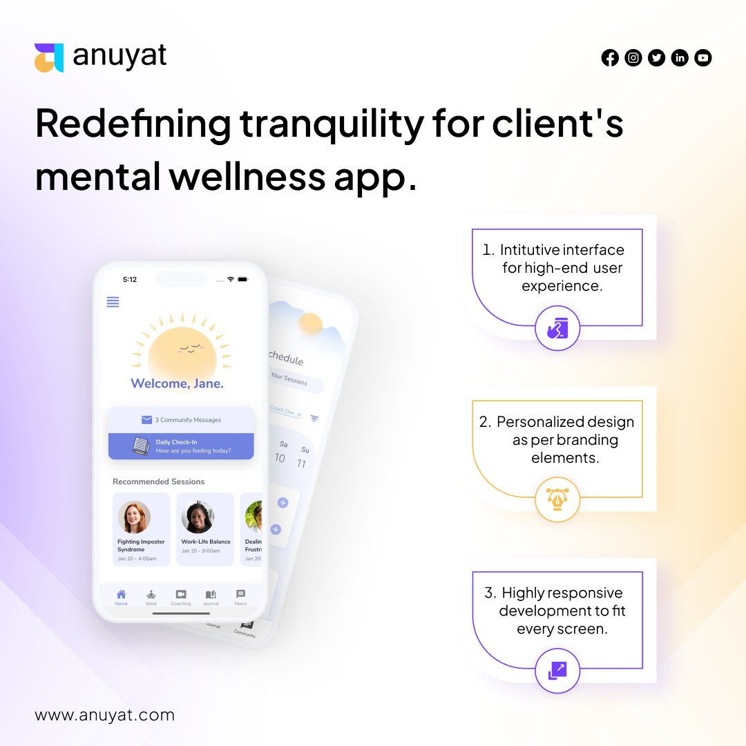 Anuyat1's tweet photo. Our Product Design team focuses on specific aspects when creating wireframes for mental wellness apps.
Explore more application designs from different industries on our Behance account.
https://t.co/QArwfVVc8u
#ProductDesign #Wireframing #HealthcareApplication #UIUXDesign https://t.co/VnFJpmeJro